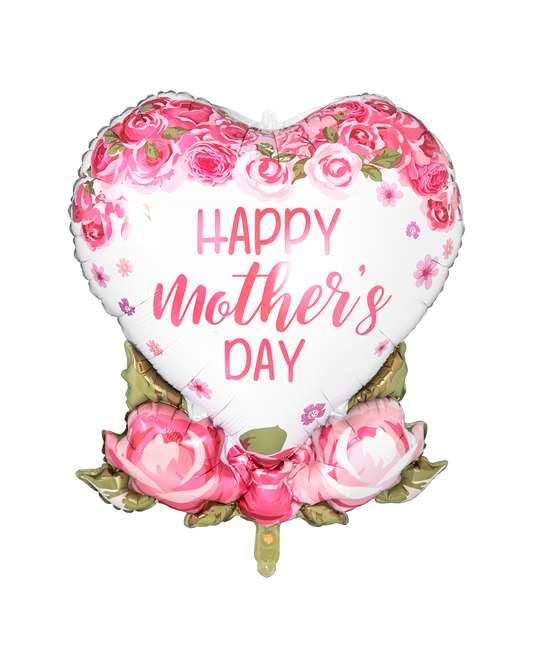 Party America 36" Happy Mother's Day Pink Flowers Heart Bouquet-Flat