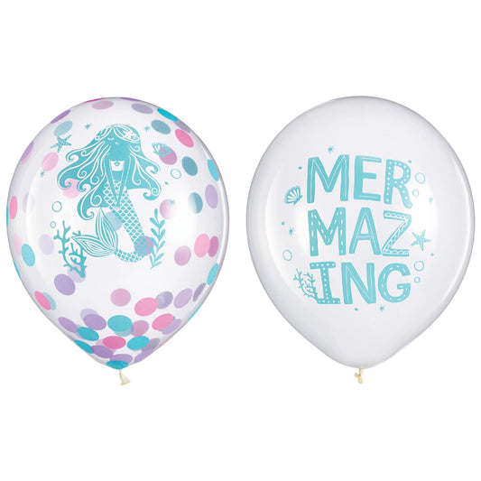 Shimmering Mermaids Latex Confetti Balloon - 6ct