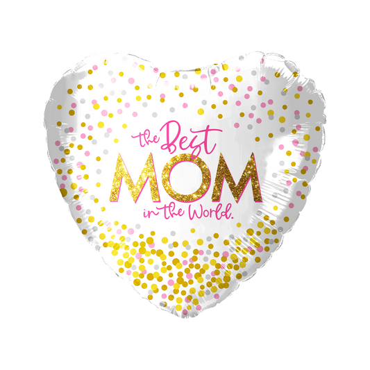 Party America 18" The Best Mom in the World Confetti Heart Balloon