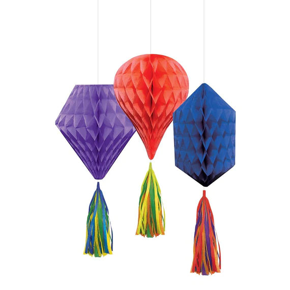 Mini Rainbow Honeycomb Decorations 3pc – Winner Party