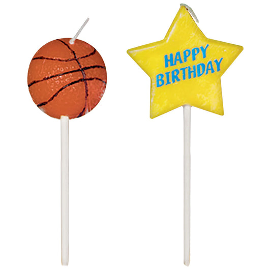 Basketball Birthday Pick Candles 6pc