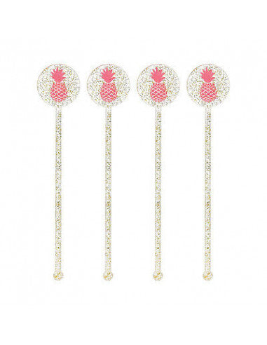 Pink Pineapple Drink Stirrers 18ct