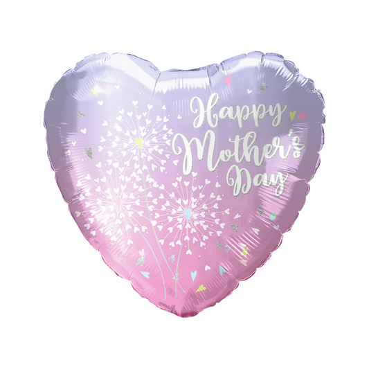 Party America 18" Happy Mother's Day Dandelions Heart Balloon