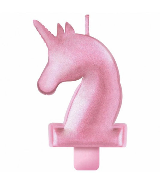 Unicorn 'Enchanted Unicorn' Metallic Cake Candle