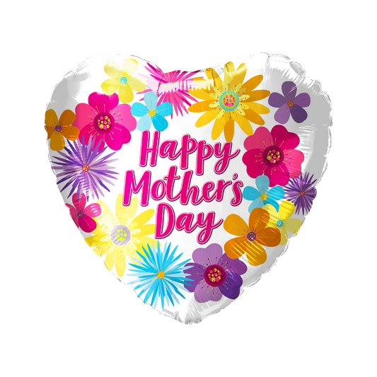 Party America 18" Happy Mother's Day Flowers Heart Balloon