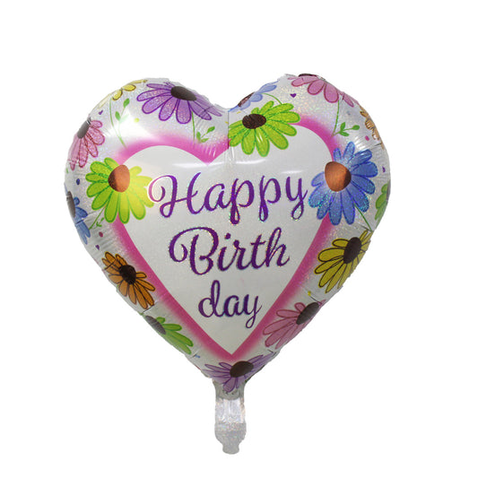 Party America 18"  Happy Birthday Flowers Heart Balloon