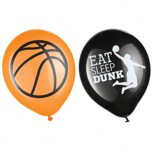 Nothin But Net Basketball 12"Latex Balloons 6ct