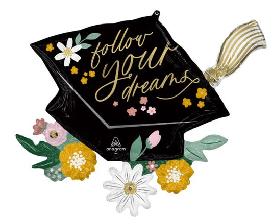 Anagram 30" Follow Your Dreams Grad Cap Blooms Balloon