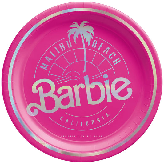 Malibu Barbie 7" Round Metallic Plates 8ct