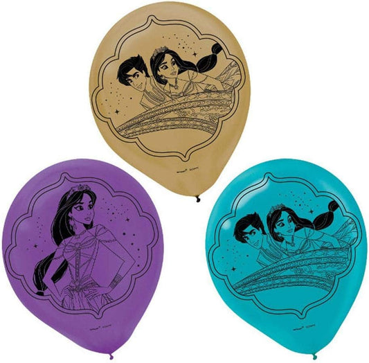 Disney Aladdin 12" Assorted Colors Printed Latex  Balloons, 6 Ct.