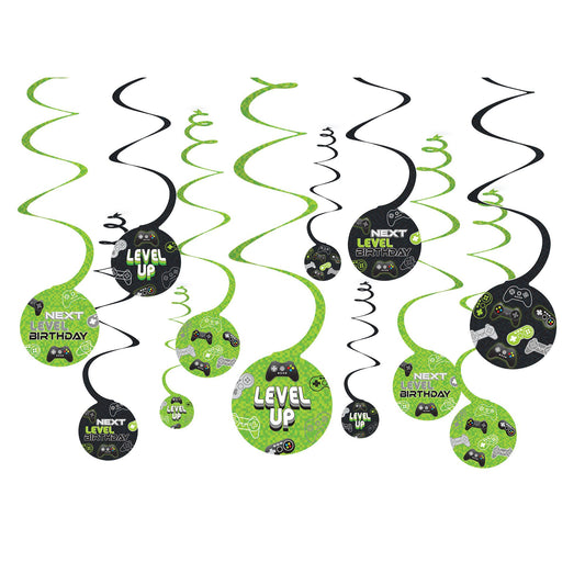Level Up Spiral Decorations 12pc