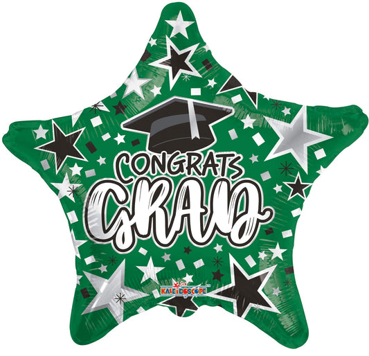 Conver USA 18" Green Star Congrats Grad Foil Balloon