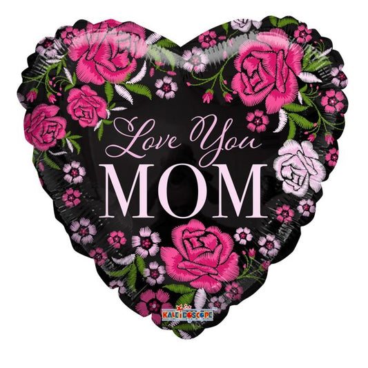 ConverUSA 18" Love You Mom Heart Roses Balloon-Flat