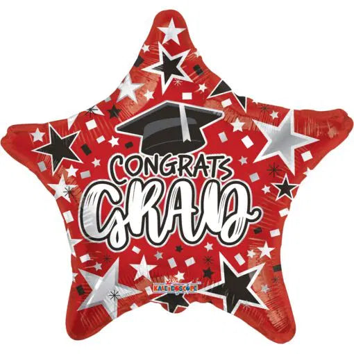 ConverUSA 18"  Congrats Grad Red Star Balloon-Flat