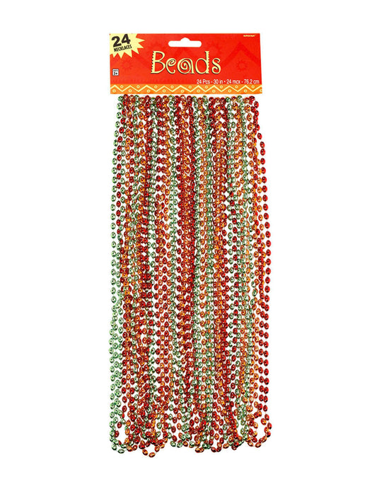 Red, Green & Orange Beads 24pc