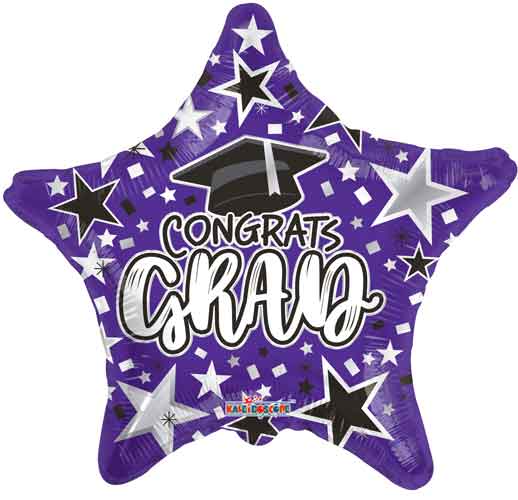 ConverUSA 18" Congrats Grad Purple Star Balloon-Flat