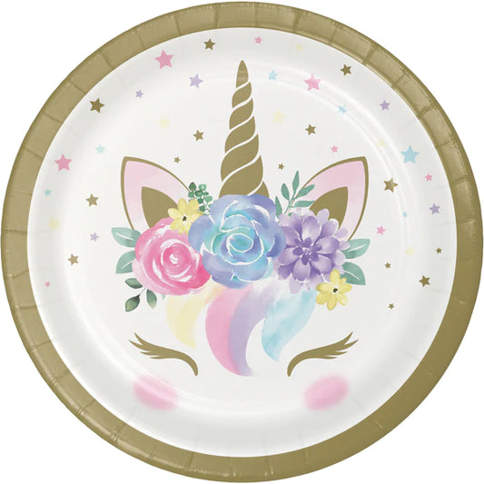 Unicorn  Baby 7" Paper Plates 8ct