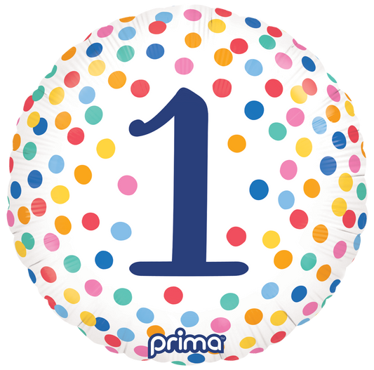 Prima 18” Round Happy Birthday Confetti 1 Balloon