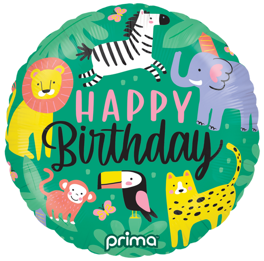 Prima 18” Round Happy Birthday Jungle Balloon