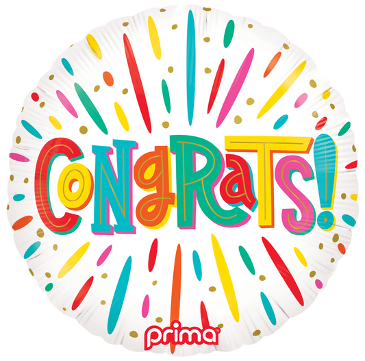 Prima 18” Round Colorful Congrats Balloon