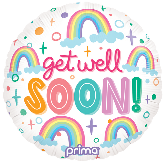 Prima 18” Round Get Well Soon Rainbows Balloon