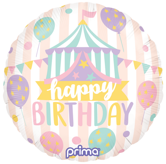 Prima 18” Round Birthday Pastel Circus Balloon