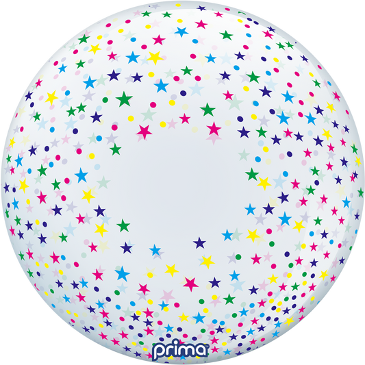 Prima 20” Colorful Confetti Stars Sphere Balloon