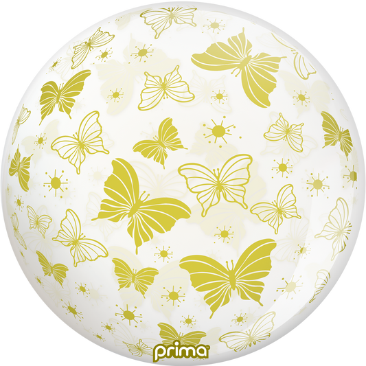 Prima 20” Gold Butterflies Sphere Balloon