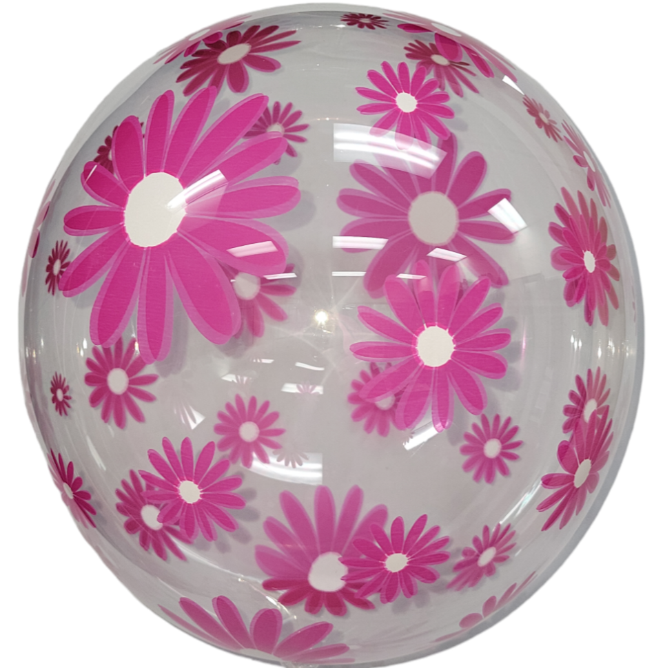 Winner Party 18" Fuchsia Daisy Bubble Balloon