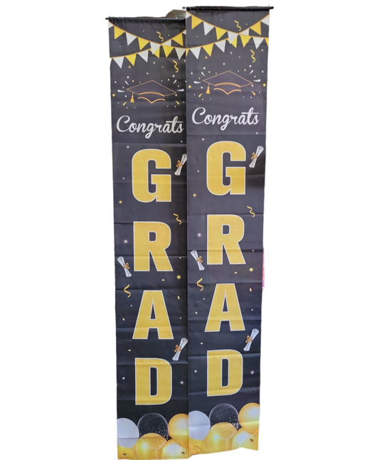 Winner Party 6ft Congrats Grad Vertical Cloth Banner 2pc