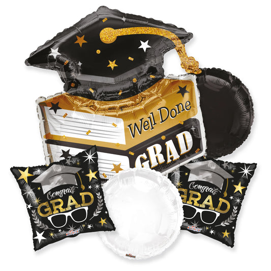 ConverUSA Books Grad Cap Graduation Balloon Bouquet 5pc-Pk