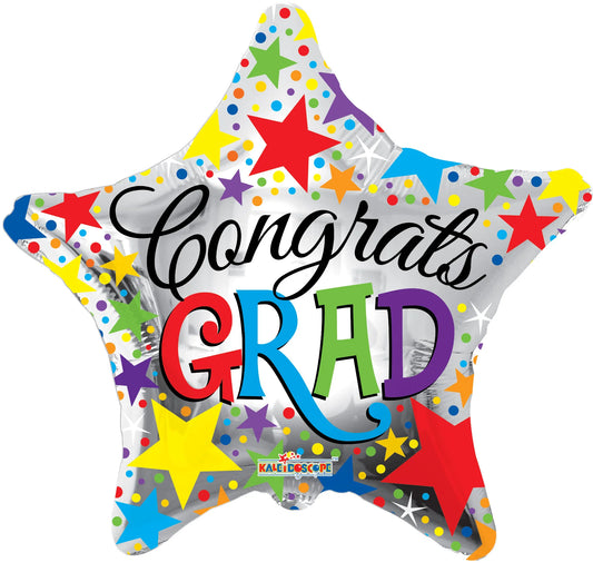ConverUSA 18" Congrats Grad Bright Silver Star Balloon-Flat