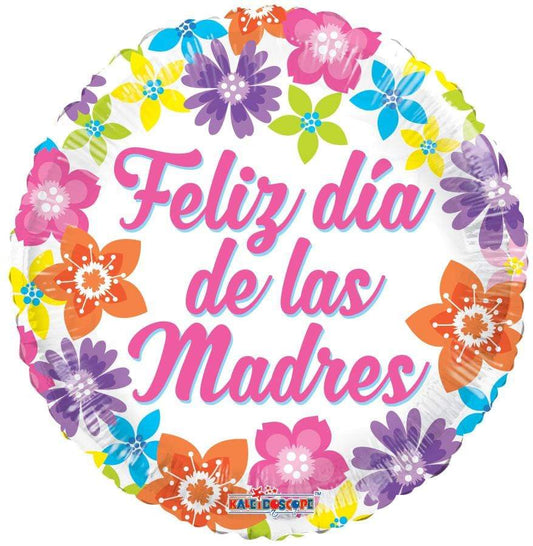ConverUSA 18" Feliz Día De Las Madres Colorful Flowers Balloon-Flat