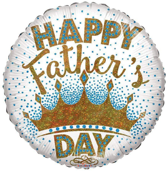 ConverUSA 18" Happy Father's Day Holographic King Crown Balloon-Flat