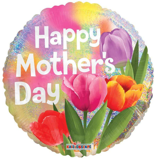 ConverUSA 18" Happy Mother's Day Real Tulips Holographic Balloon-Flat
