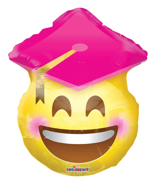 Conver USA 18" Pink Emoji Graduation Foil Balloon-Flat