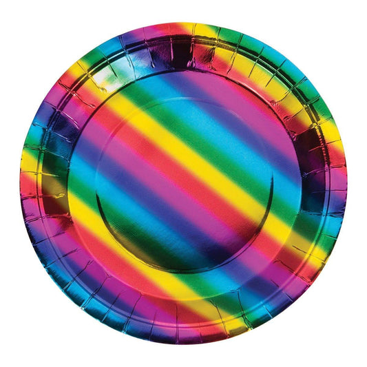 Rainbow Foil 9" Paper Plates 8ct