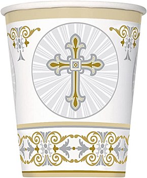 Radiant Cross Silver & Gold 9oz Cups 8ct