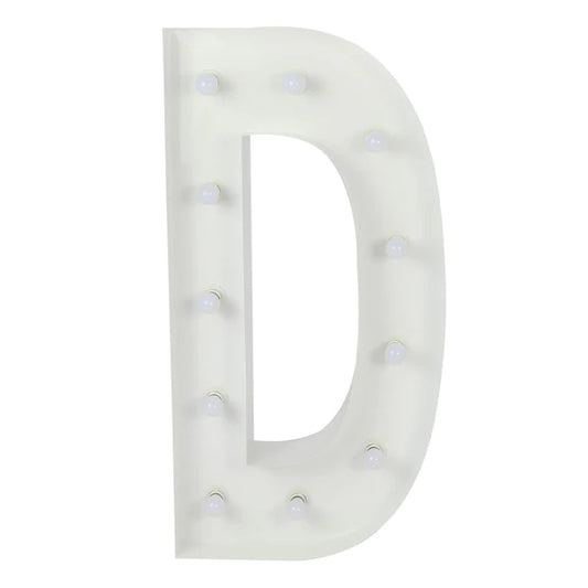 Marquee 4ft Tall Metal D Letter With White Lights