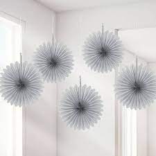 Silver Mini Hanging Fans 5ct