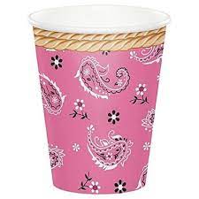 Pink Bandana Cowgirl 9oz Cups 8ct