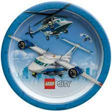Lego City 7" Small Paper Plates 8ct