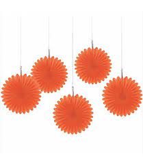Orange Mini Hanging Fans 5ct