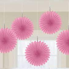 Baby Pink Mini Hanging Fans 5ct