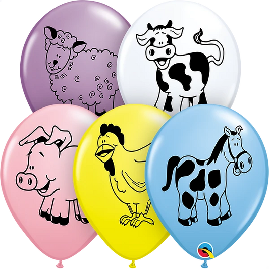 Qualatex 11" Farm Animals Latex Balloon 50ct