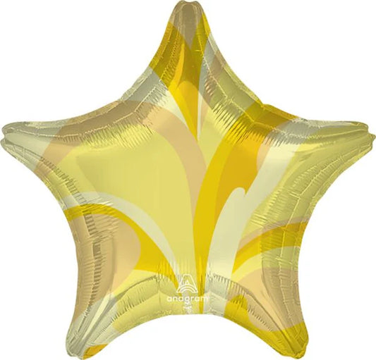 Anagram 18" Gold Macro Marble Star Balloon