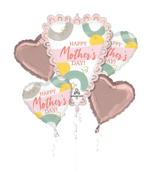 Anagram Happy Mother's Day Sketched Heart Balloon Bouquet 5pc