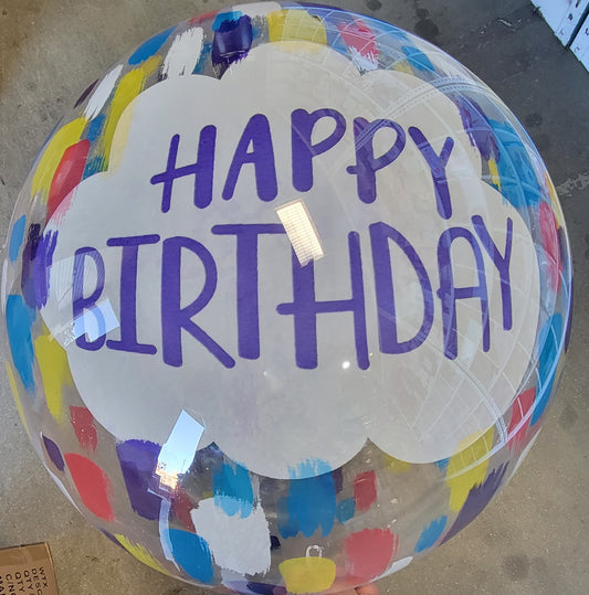 Winner Party 22" Happy Birthday Colorful Brush Strokes Bubble Balloon