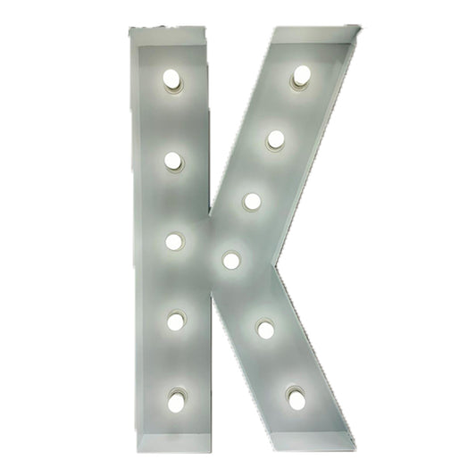 Marquee 4ft Tall Metal K Letter With White Lights