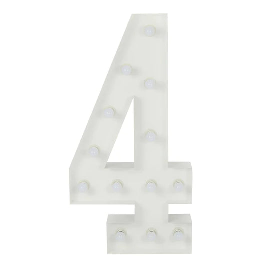 Marquee 4ft Metal Number 4 With White Lights